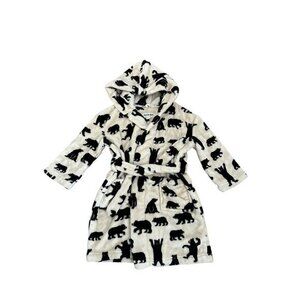 Little Blue House Kids Bear Print Hooded Fleece Bathrobe S 2-3